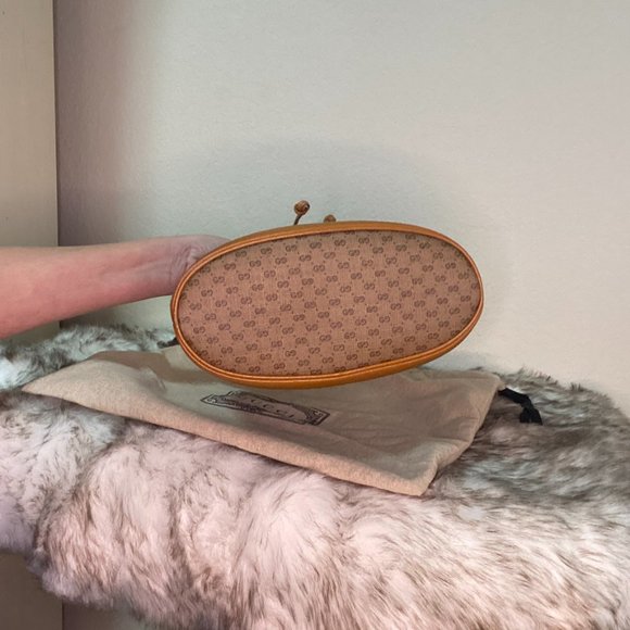 GUCCI GG Disney X Mickey Mouse Bucket Leather Tan Brown Italy Bag Mini Logo - Picture 3 of 8